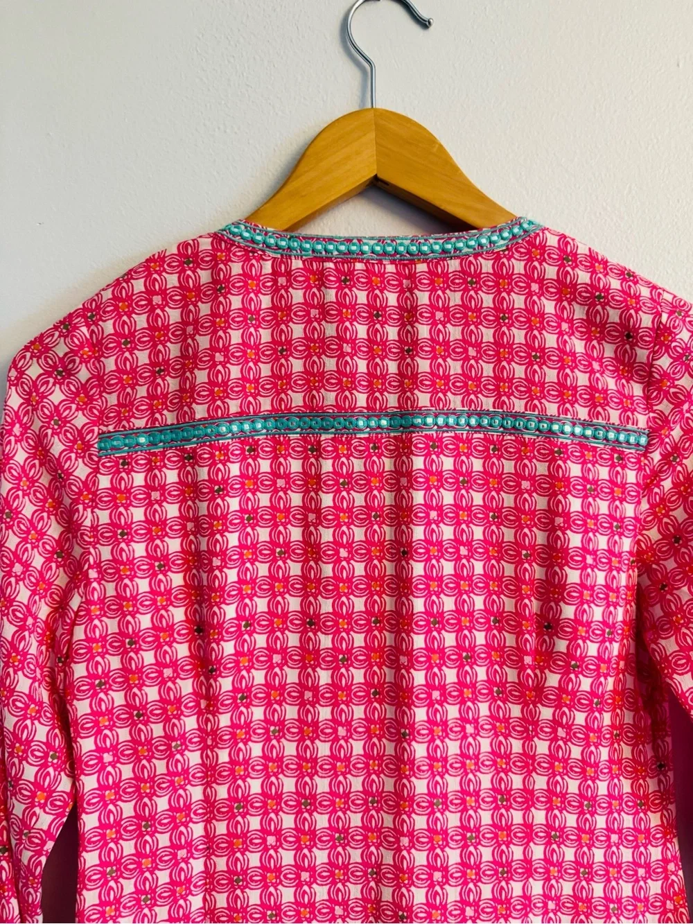 Vineyard Vines NWT Embroidered Beaded Tunic Dress Silk Geometric Print SZ 0